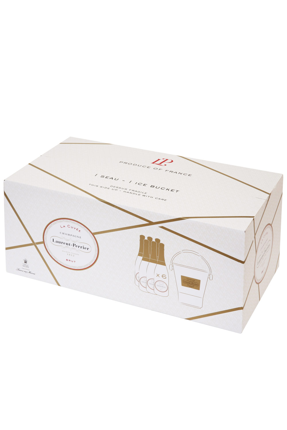 Laurent-Perrier La Cuvée Champagner Brut Geschenkpaket (6x0,75L) mit Edelstahlkühler 